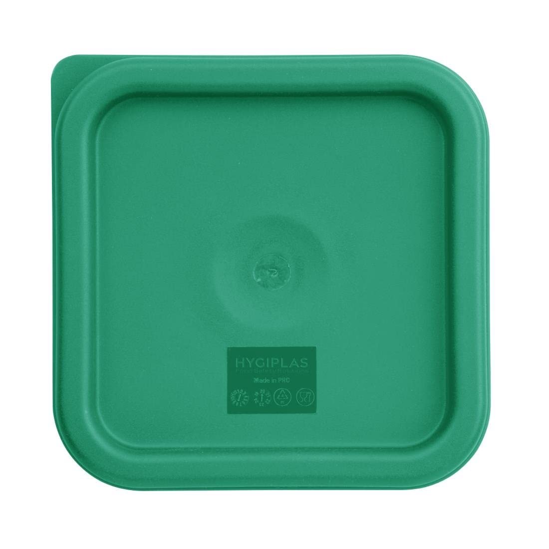 Hygiplas Plastic Food Storage Container Lid Square, Green, Small - Tight Seal, Freezer and Dishwasher Safe CF046