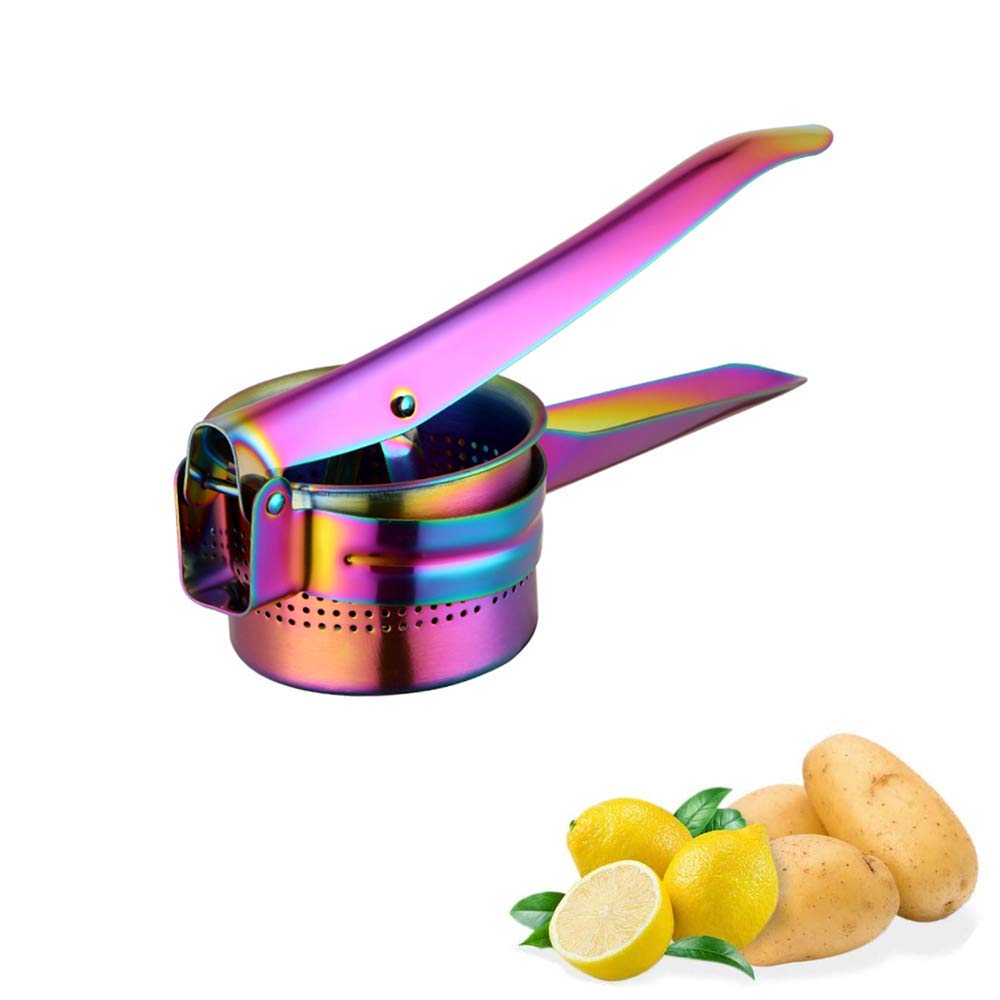 Prensador de patatas - Machacador manual de acero inoxidable para patatas, frutas, verduras, ñames, calabaza, alimentos para bebés y más