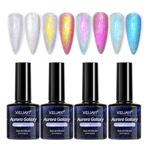 GZSYY Lot de 4 vernis à ongles UV Shellac Shellac - Vernis à ongles gel UV Pearl Effect - Blanc