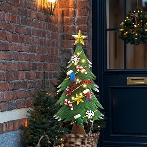 TERESA'S COLLECTIONS Christmas Garden Stake, Metal Outdoor Christmas Tree Decorations