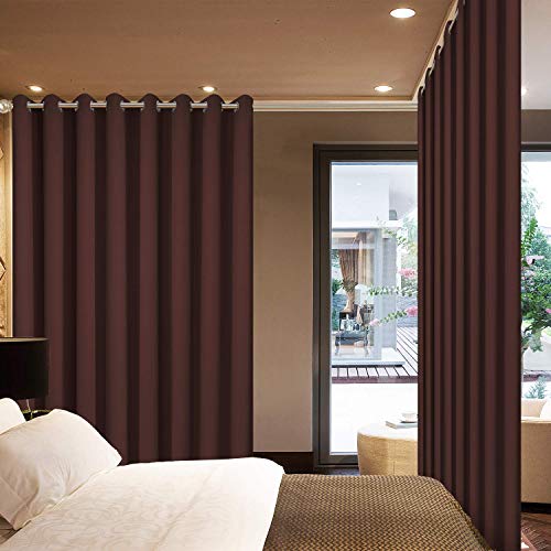 Yakamok Blackout Drapes for Sliding Glass Door - Thermal Insulated Door Blinds,Room Darkening Room Divider Window Curtain for Bedroom/Living Room(Chocolate Brown, 100 inches x 96 inches)