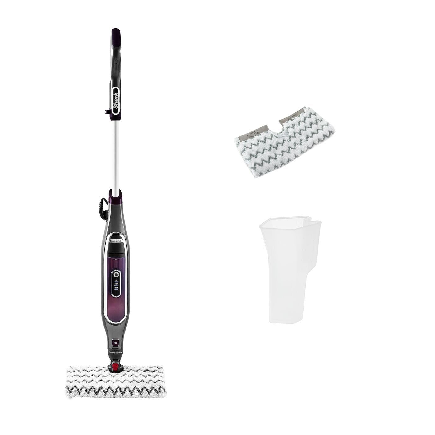 Shark automatischer Klik n' Flip Dampfreiniger für Hartböden mit intelligenter Dampfsteuerung, Steam-Blaster, mit 2 waschbaren Reinigungspads, 350 ml, 6m Kabel, Grau/Bordeaux S6003EU