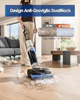 Tineco FLOOR ONE S6 Stretch Steam Aspirapolvere e lavapavimenti a vapore, Pulizia a vapore ad alta temperatura 160℃, Posizione piatta a 180°, Auto-pulizia FlashDry, Cavo lungo 8,3 m