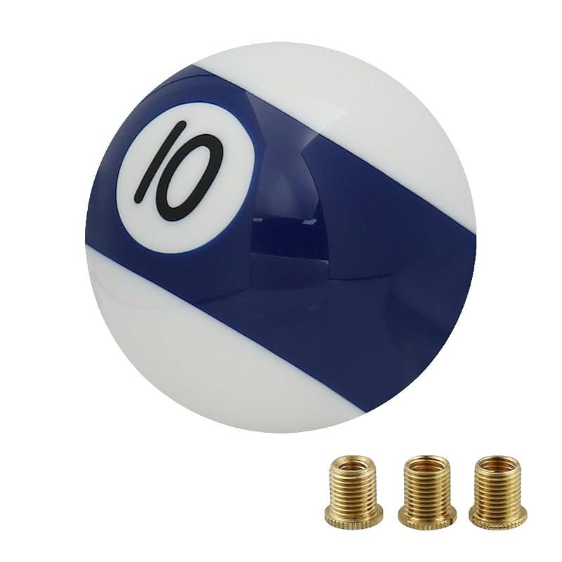 Manopla de Câmbio Bola de Bilhar No.10 Azul Meibaolin com Adaptadores de Rosca, 1 unidade