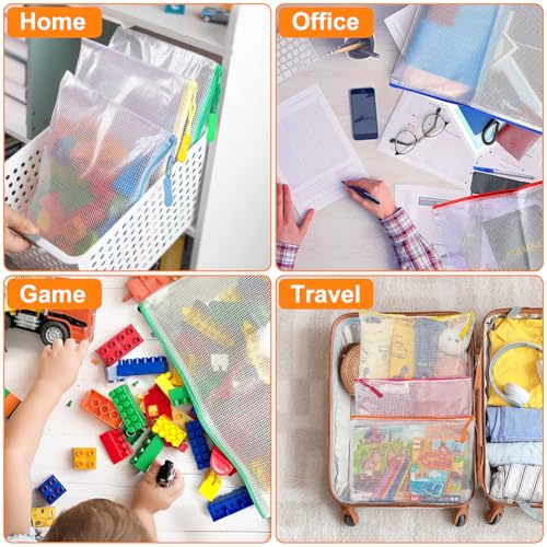Image of YOPCDJ 20pcs Plastic Mesh Zipper Pouch Bags, A3 17x12 Inches Extra Large Mesh Bags, Reusable Zipper Pouches for Classroom Office Supplies Organizing, Puzzles & Games, Board Game Organization