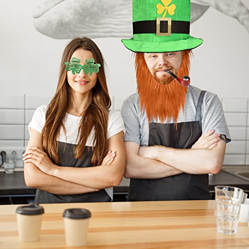 MFUOE St. Patricks Day Leprechaun Green Hat Eyeglasses and Pipe with Shamrock Leprechaun Ireland Cap for St. Patricks Day,Carnival Fancy,Irish PubDress Costume Accessory - Image 3