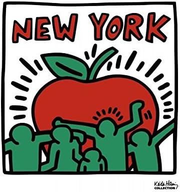 Untitled, 1989 (Big Apple NY) by Keith Haring, Art Print Poster, Paper Size 11" x 14" Image Size 10" x 10"(2785)