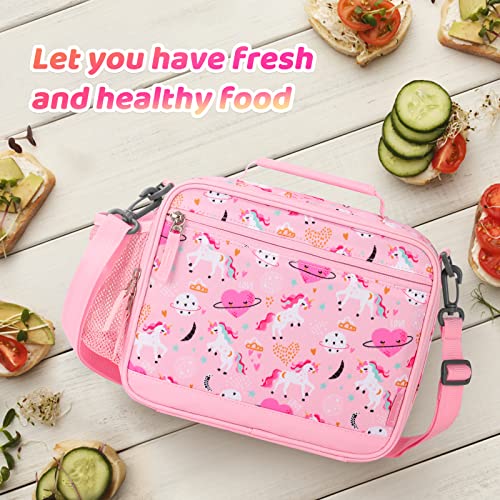 Choco Mocha Unicorn Lunch Box Kids Lunch Box For Girls Lunch Boxes For School Girls Lunchbox For Kids Lunch Bag For Girls With Shoulder Strap For Toddler Preschool Kindergarten Kids 3Yrs+ Pink #TOP3