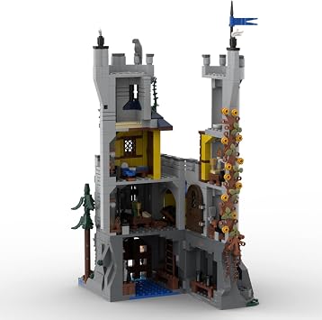 Medieval Black Falcon Castle Building Kit, Modular Street Scene Series Building Blocks Set (966PCS+)