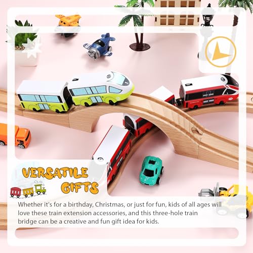 kigley wood train track expansion wooden train track accessories wooden bridge for most major toy railway