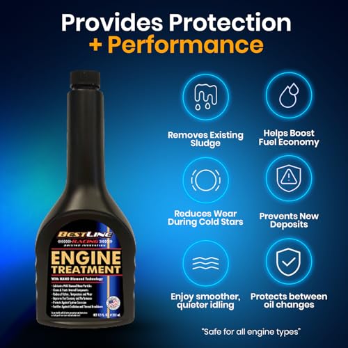 Image of Engine Oil Additive & Treatment - Diamond Nano-Lube by BestLine Racing - Reduces Friction Up to 60% - For Gas & Diesel Engines - Motor Oil Additive for More Power, Engine Life & Fuel Economy