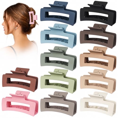 12 Pack Medium Hair Claw Clips for Women 3.5 Strong Hold Non-Slip Claw Clips for Thick Thin Hair