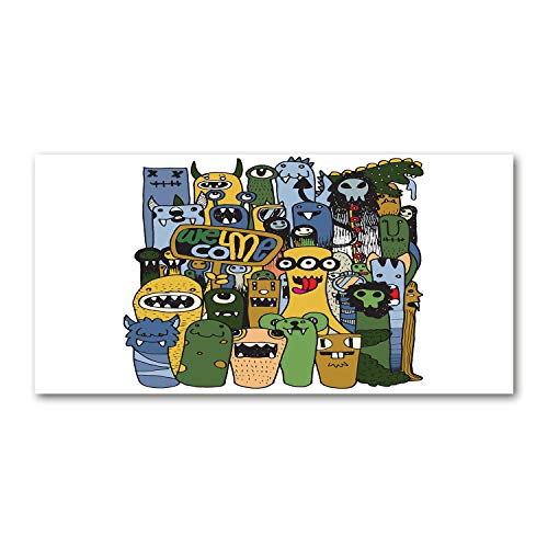 Crédence de cuisine en verre trempé Tulup 100x50 cm fond de hotte vert design monstres fous