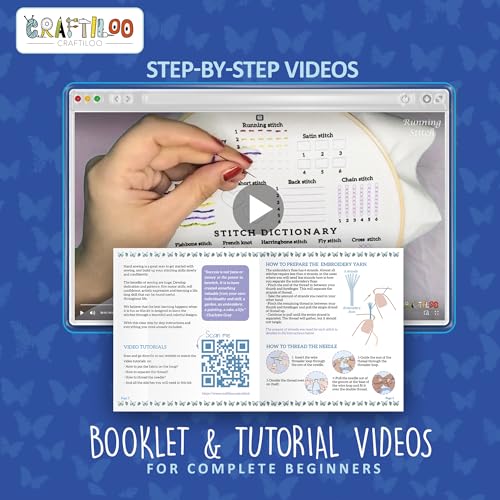 Image of CRAFTILOO Embroidery Kits for Adults Hand Embroidery kit for Beginners with Stamped Embroidery Patterns Starter Embroidery Kit. Needlepoint kit Cross Stitch kit for Teens& Adults Butterflies
