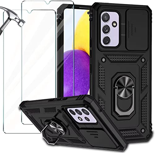 NEINEI Funda para Samsung Galaxy M13 4G/A23/M23 5G con 2 Vidrio Templado,Funda con Protección de la Cámara,Militar Carcasa Caso con Magnético y Soporte Outdoor Proteccion Case Cover,Negro Cover
