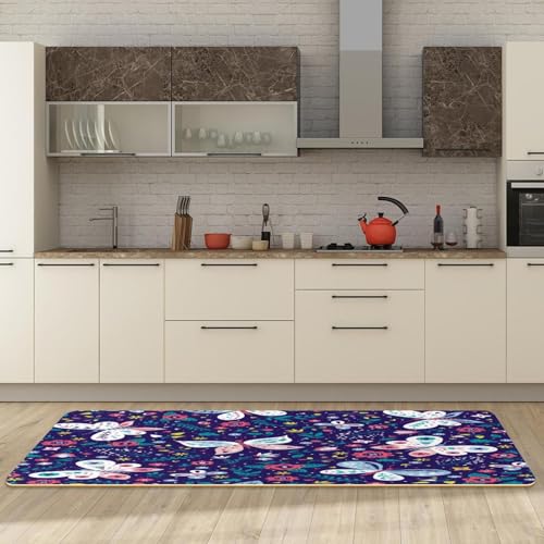 Alfombrillas de cocina florales VAPOKF ideales para pasillo y cuarto de lavado 3