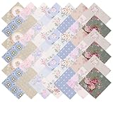 Qokfouy 42Pcs Layer Cakes 10 inch Squares for Quilting - Valentine Vintage Floral Layer Cake Fabric Clearance for Quilting 10 inch - Baby Quilt Fabric Squares 10x10 for Sewing, Apparel, and Crafts
