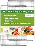 Spring Chef 10' x 15' Stainless Steel Cooling Racks for Baking - Oven Safe - Cookie Racks for Cooling Cookies - Fits Jelly Roll Pan - Perfect for Grilling, Roasting, Cooking, Drying - Set of 2
