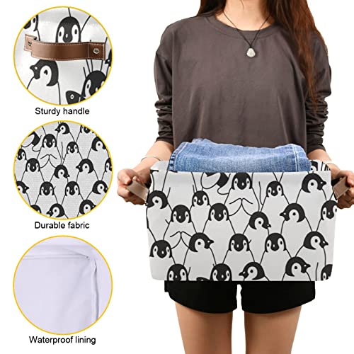 Penguin Storage Basket Toy Nursery Bins Collapsible Canvas Laundry Hamper With Handles For Home Living Room Bedroom Closet Toys Organizer 2 Pcs #TOP3