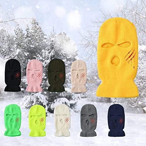 Máscara de cara con tres agujeros tejida para invierno, cubreboca y protector de cuello para ciclismo, correr y esquí, balaclava unisex para hombres y mujeres miniatura 7