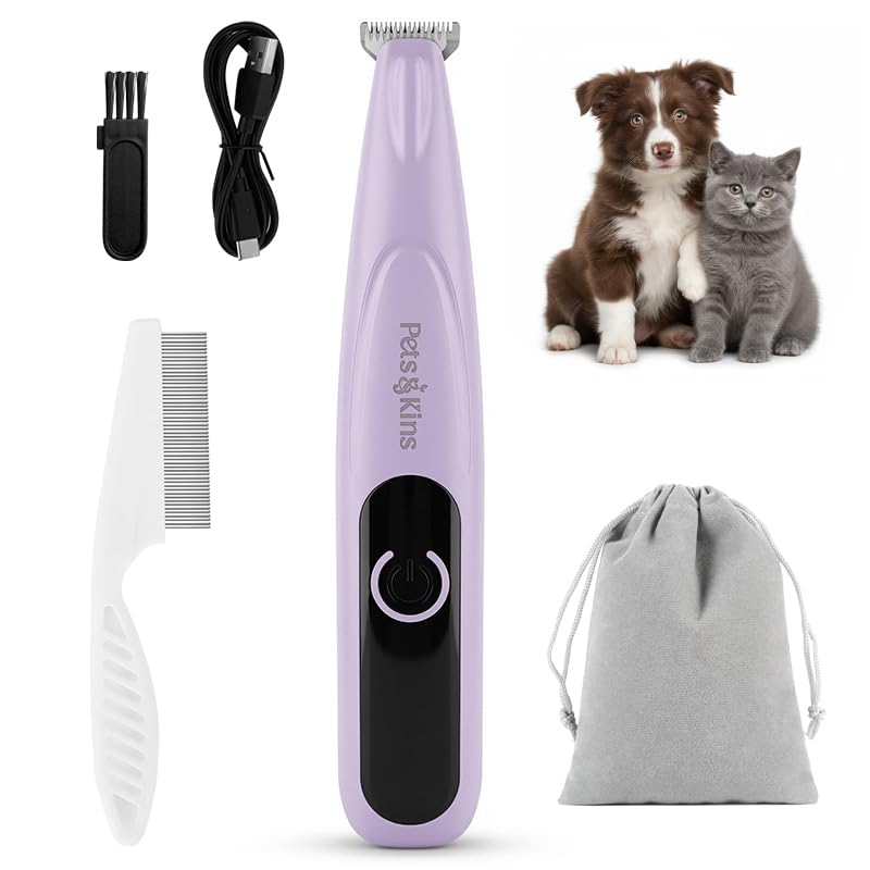 Image of Pet Paw Trimmer for Dogs & Cats, Silent with LED Light, Purple