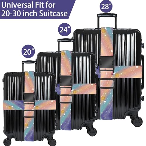 Image of Milky Way Galaxy Luggage Straps for Suitcases, Adjustable Luggage Travel Belt to Keep Luggage Security While Travel, Strong Polyester Fabric, Easy-to-Recognize Stylish Design Travel Essentials, 2 Pack