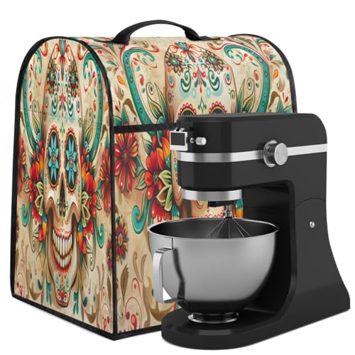 Coffee Maker Cover Sugar Skull Floral Kitchen Appliance Covers Small Appliance Covers Blender Cover Juicer Cover Dust Covers for Kitchen Appliances with Top Handle and Pockets,Washable,B737