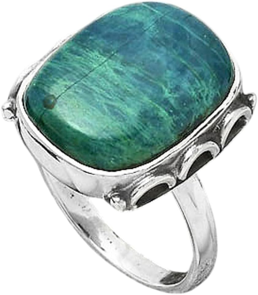 Natural Azurite Chrysocolla 925 Sterling Silver Ring s.8.5 Jewelry SDR168833