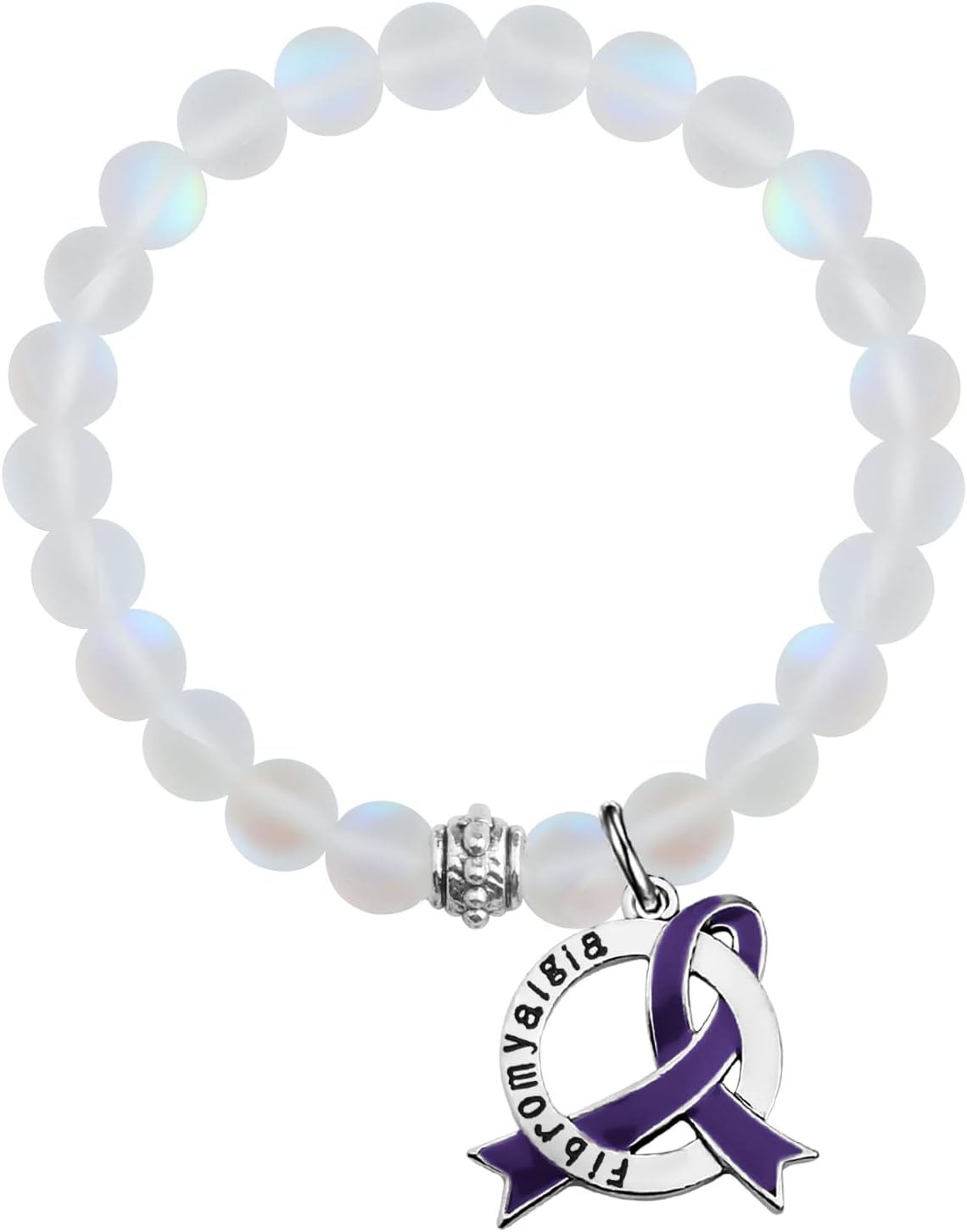 UJIMSFibromyalgia Awareness Gift Purple Ribbon Charm Bracelet Fibro Warrior Jewelry Fibro Awareness Month Gift