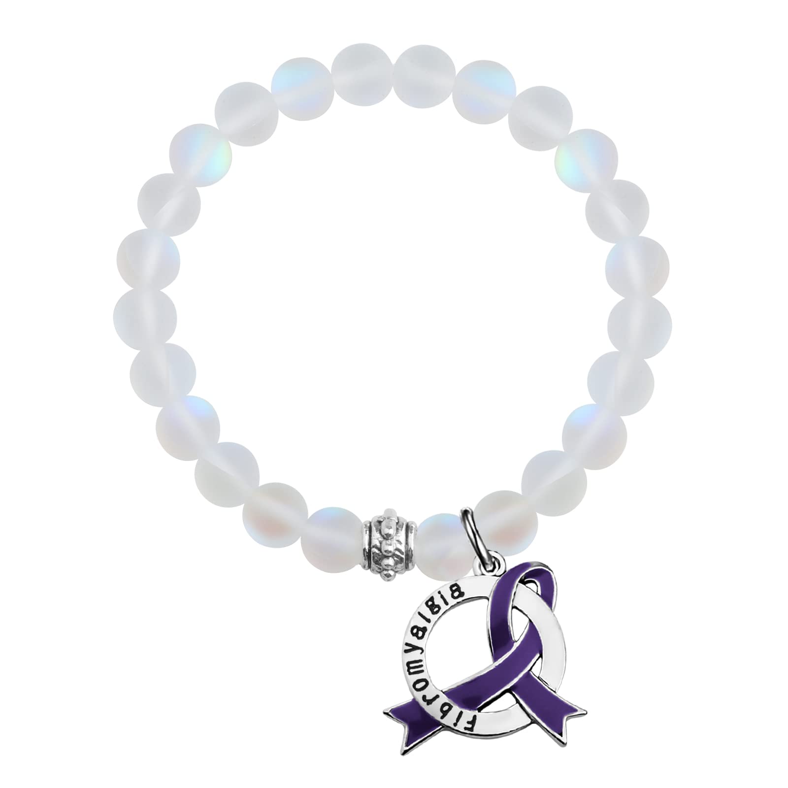 UJIMSFibromyalgia Awareness Gift Purple Ribbon Charm Bracelet Fibro Warrior Jewelry Fibro Awareness Month Gift