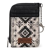 Montana West Wrangler Aztec Card Wallet for Women Western Credit Card Holder for Women Credit Card Wallet with Zipper Pocket WG130-W005BK