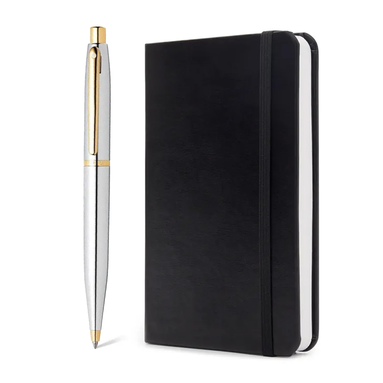 Sheaffer Gift Set VFM Ballpoint Pen With A6 Notebook Polished Chrome With Gold Trims | Premium Pen Gift Sets      Unknown Binding