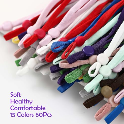 Image of Stretchy Whelping Collars for Large Kittens and Medium Puppies, 15 Colors 60Pcs Assorted Adjustable Identification Loops for Newborn Animal Litters, Multi Colored ID Bands (6 Inch)