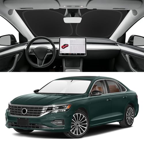SLOGENTO Custom Fit Windshield Sun Shade for VW Passat 2012-2022, Blocks UV & Heat, Front Window...