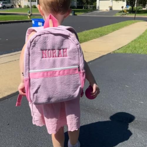 Personalized Backpack，monogrammed Seersucker Backpack, Custom Backpack Embroidered, Custom Baby Gift(Red)4