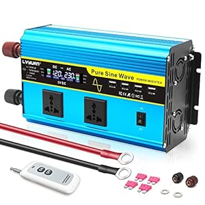 Cantonape Power Inverter 1800w/3500w Pure Sine Wave Car Inverter DC 12V to AC 230V 240V Converter With Remote Control, dual universal outlets, 4 cooling fans & 4 USB Port for RV Truck Car