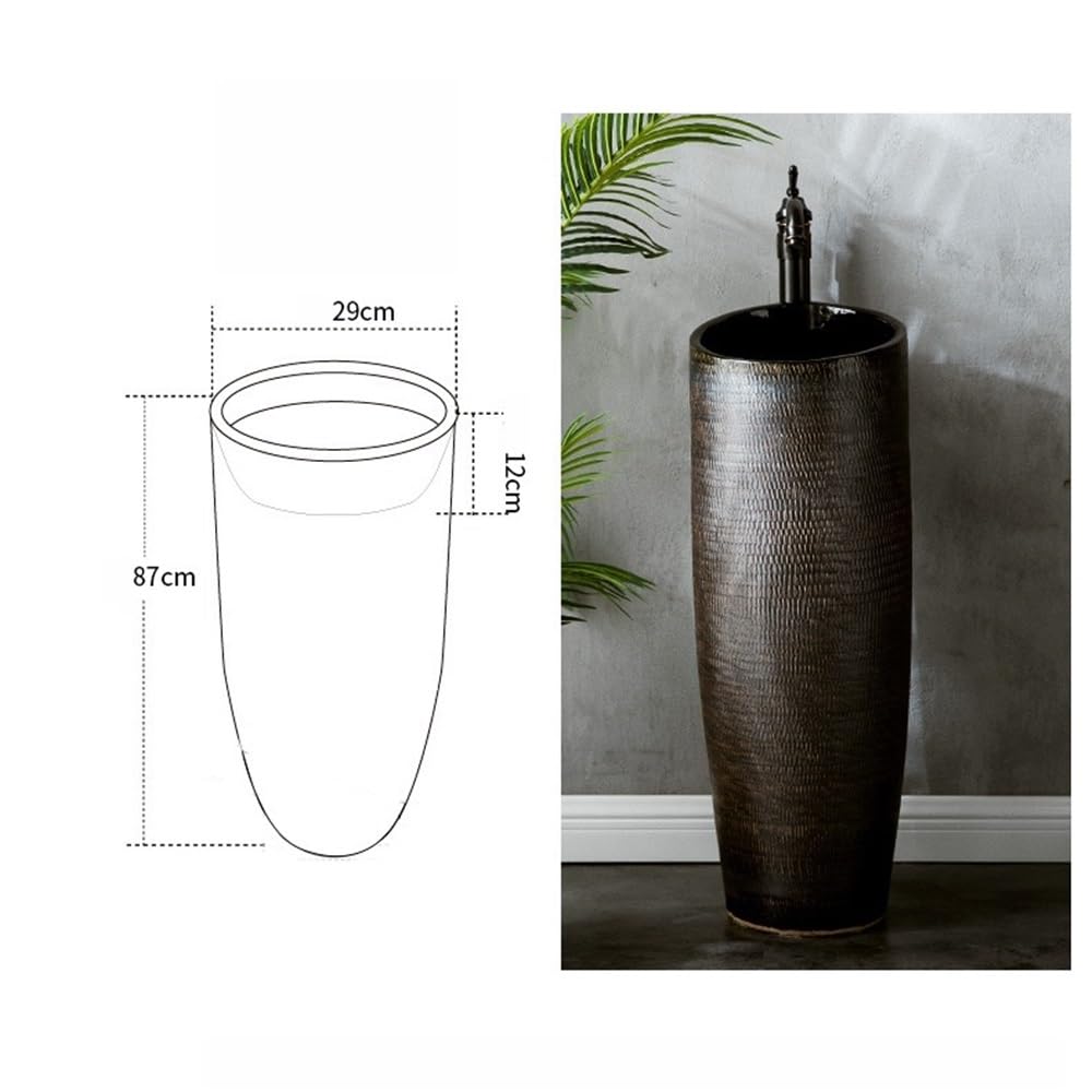 Intérieur Lavabo simple d'extérieur avec robinet et kit de vidange, évier colonne sur pied for balcon Facile à installer
