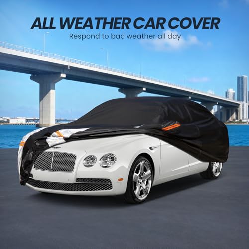 Image of Multi-Layer Car Cover Custom Fit for Bentley Flying Spur(2013-2026), 100% Waterproof All Weather for Automobiles, Gift with Towel, Heavy Duty Car Covers for Rain Sun UV Protection with Door Zipper.