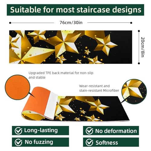 Peldaños de escalera de Navidad con estrellas doradas 3D 8x30 5