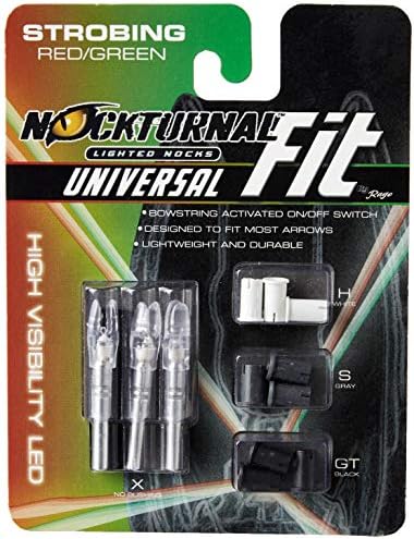 Nockturnal Fit Universal Size Green Lighted Arrow Archery Nocks, 3 Pack
