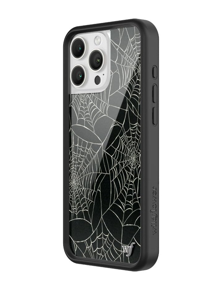 Image of Wildflower Cases - Compatible with iPhone 16 Pro Max | Protective Black Bumper, 6.5ft Drop Test Certified, Women Owned Small Business | Halloween Web Aesthetic Trendy Cute | Itsy Bitsy Spider