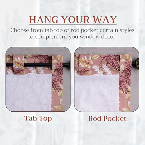 Image of Maison d' Hermine Curtains for Living Room 100% Cotton 50 inchx84 inch (Pack of 1) | 84 inches long Light Filtering Curtains for Windows Bedroom with Rod and Loop Pockets - Feuillage - Cameo Brown