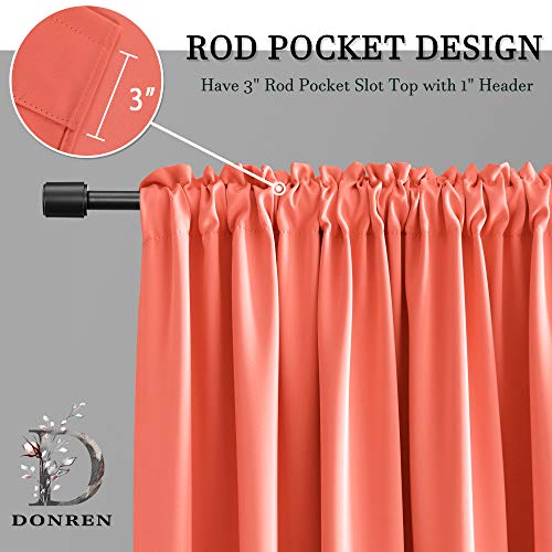 Image of DONREN Coral Blackout Curtains Rod Pocket Curtain Panels -Thermal Insulated Curtains for Living Room (42 W x 84 L Inch,2 Panels)