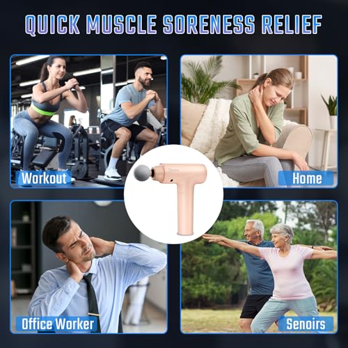 Image of cotsoco Massage Gun Deep Tissue, Muscle Massage Gun with 9 Attachment Heads, 20 Speeds & Silent Brushless Motor for Pain Relief, Handheld Percussion Back Massager Gun (Pink)