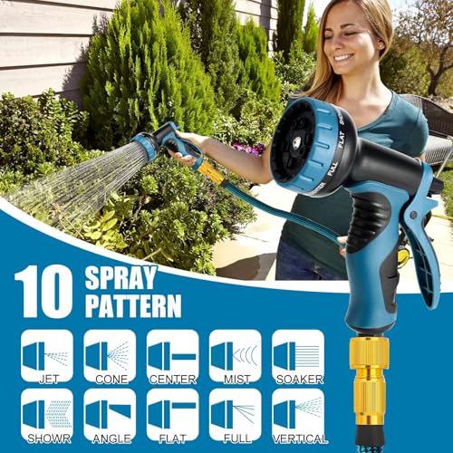 Image of 75FT Garden Hose Expandable Garden Hose with 10 Function Hose Spray Gun /Solid Brass Fittings Leak Proof Lightweight - Used for Gardening Watering etc(75FT)