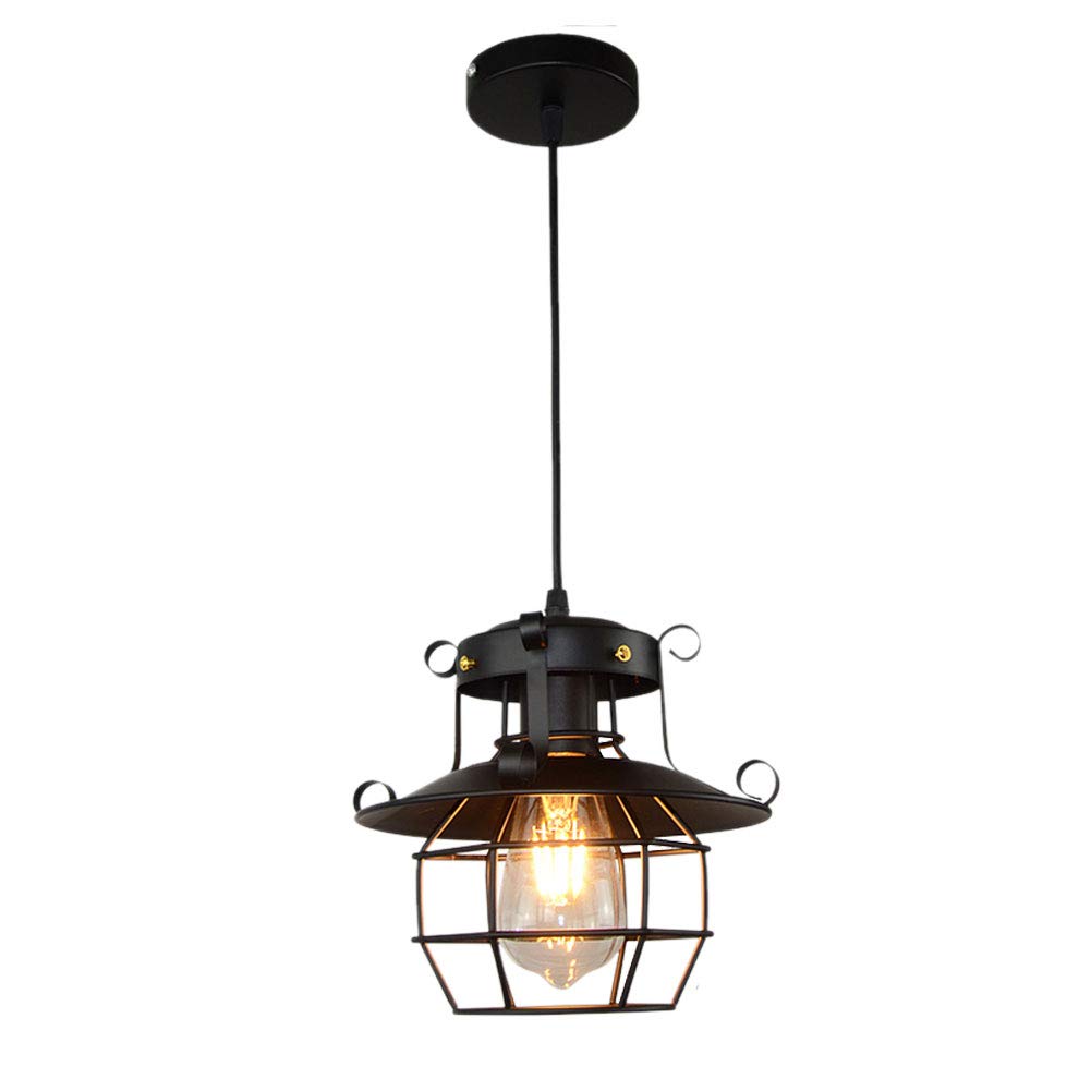 OUKANING Retro de la Lámpara Negro Iluminación Interior Industrial E27 Lámpara de Techo Luz Colgante Retro Metal para Restaurante Cafetería Decoración Industrial