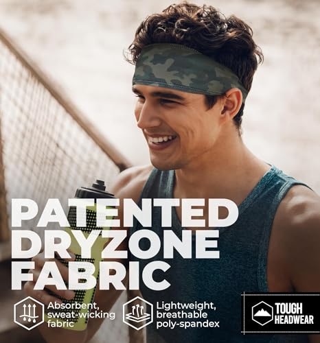 Image of Tough Headwear Tough Outfitters Headband for Men - Mens Headbands - Working Out Sports Performance Head Bands - Athletic Cycling Running Sweat Band, Football Headbands - Sweat Bands Men /Women