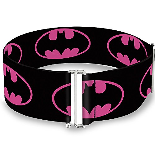 Buckle-Down DC Comics Belt, Cinch Belt Batman Shield Black Fuchsia, 3.0 Inch Wide, Adjustable
