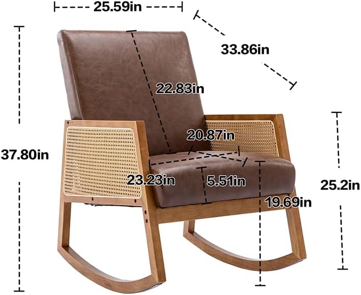 1 Upholstered Glider Rocker, One Size, Brown Pu Pu Leather