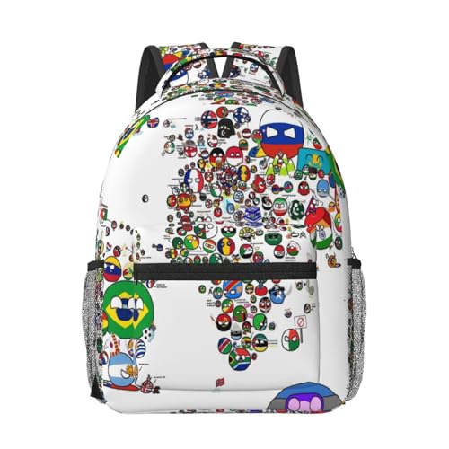 Polandball Countryball World Map Backpack large Capacity Bookbag Lightweight Cycling Outdoor Travel Bag For Women Men